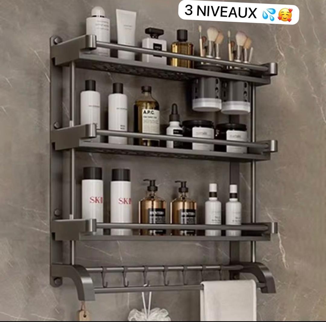 Étagère salle de bain inoxydable 3 niveaux – Image 3
