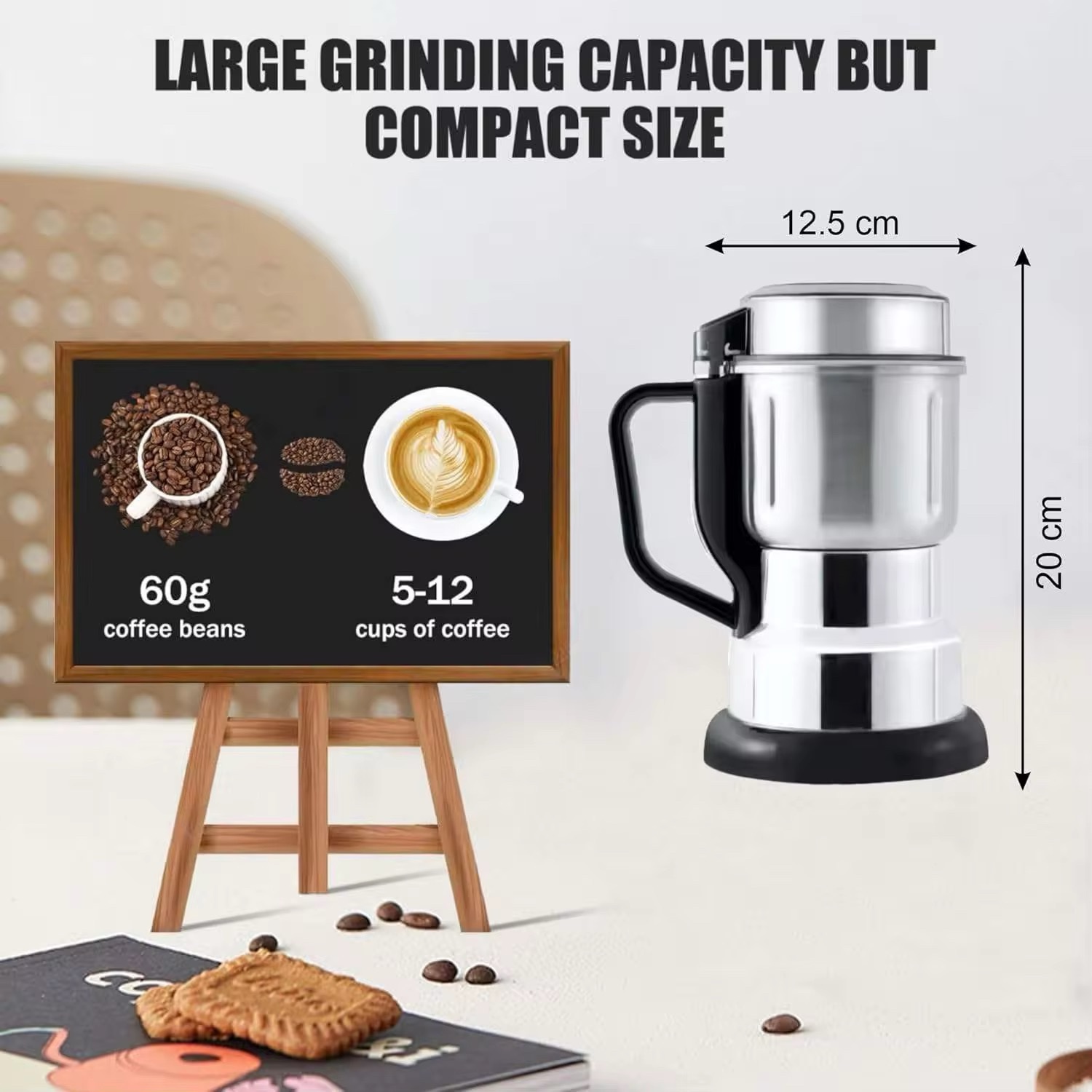 Moulin à Grain Électrique Multifonctionnel | Acier Inoxydable et Verre Trempé