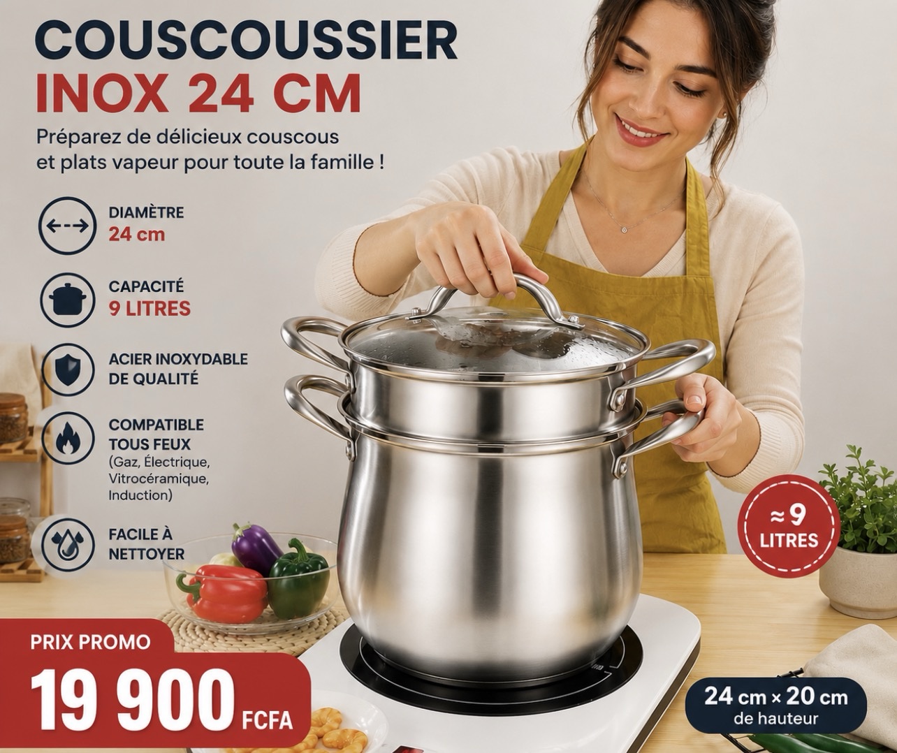 ✨ COUSCOUSSIER INOX HCX – 24 toute la famille.