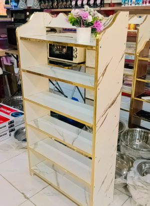 Étagère de rangement 6 niveaux – Design marbre blanc & doré ✨ et noir doré