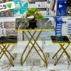 Ensemble table + 2 chaises — 3 pièces ❤️ noir doré