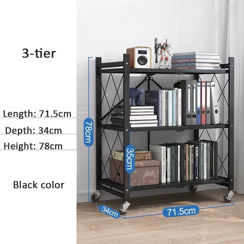 🍽️ Étagère de cuisine pliable en fer – 3 niveaux