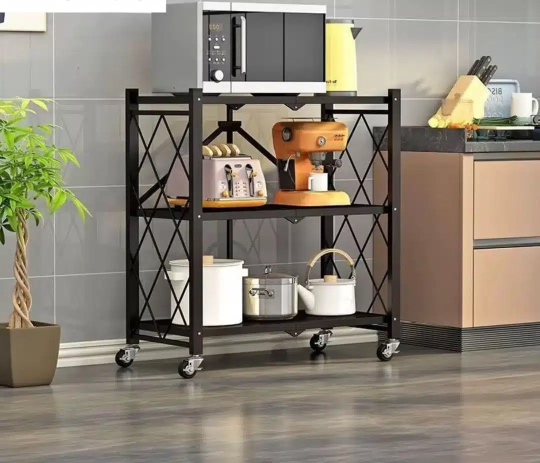 🍽️ Étagère de cuisine pliable en fer – 3 niveaux – Image 5