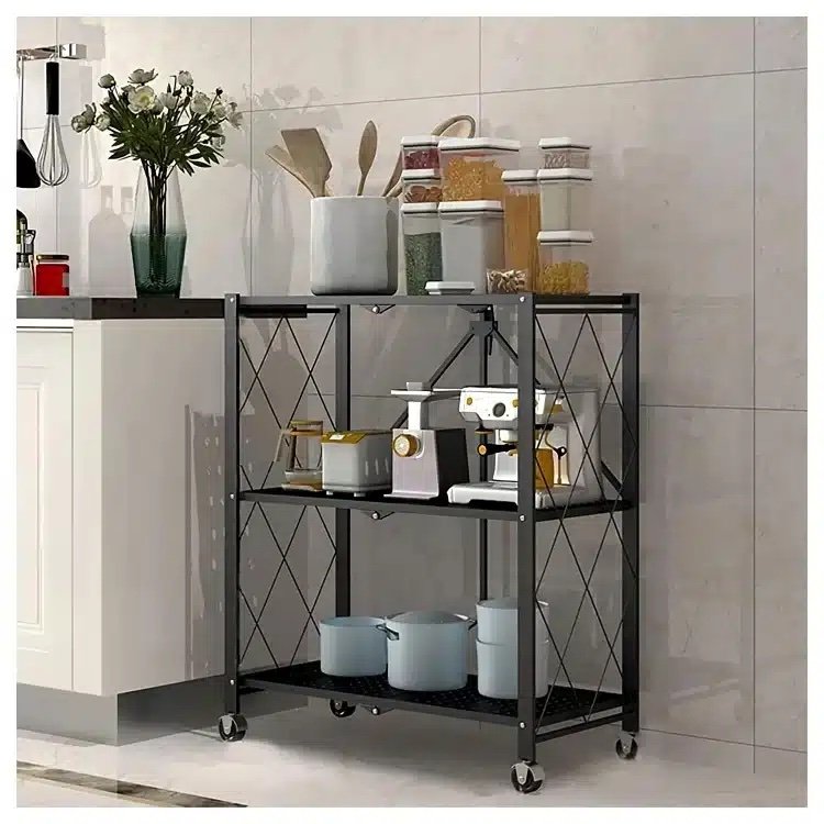 🍽️ Étagère de cuisine pliable en fer – 3 niveaux – Image 6