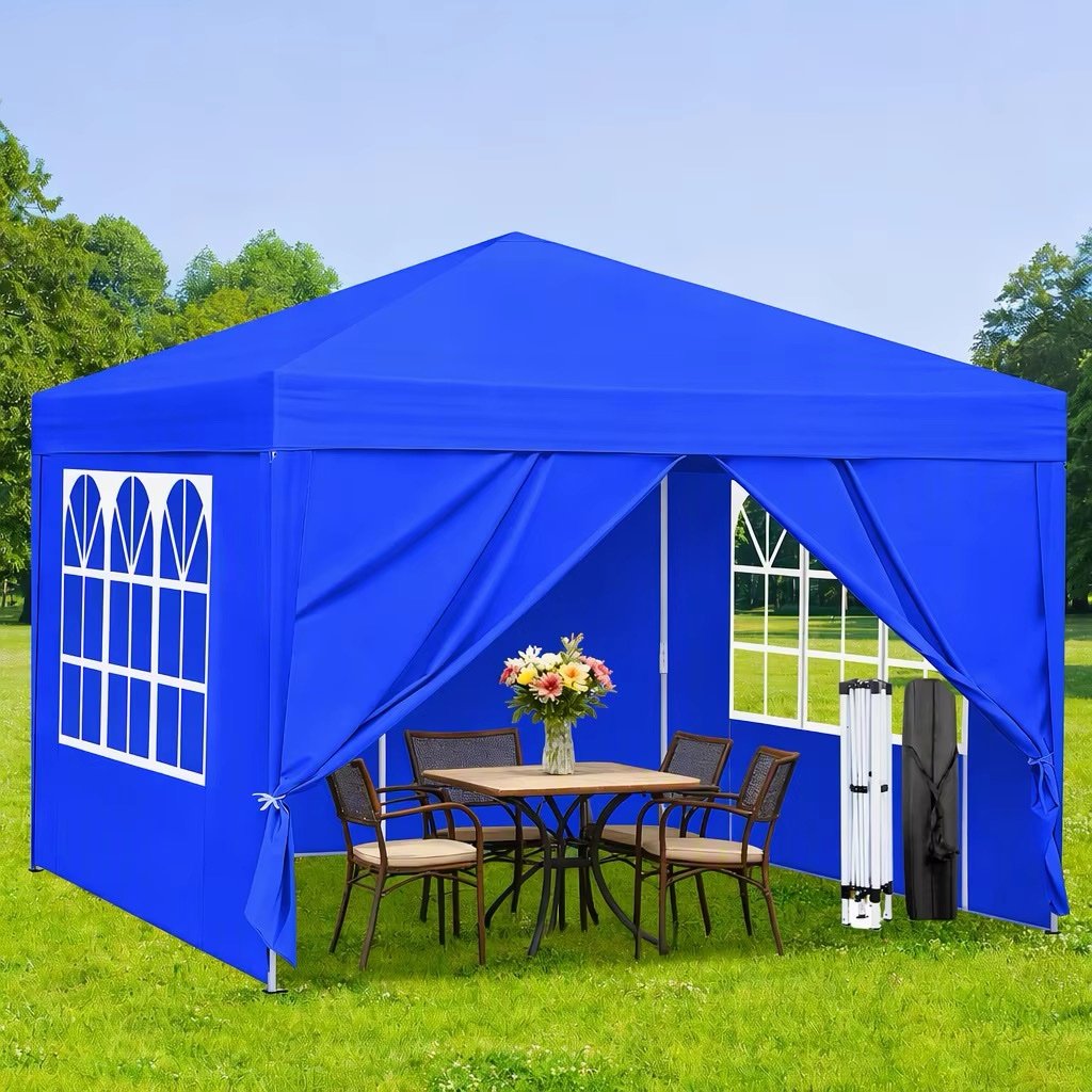 ⛺ Tente bâche 3 m × 3 m avec fenêtres couleur bleu