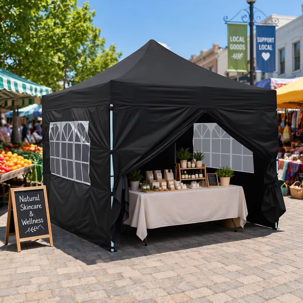 ⛺ Tente bâche 3 m × 3 m avec fenêtres noire