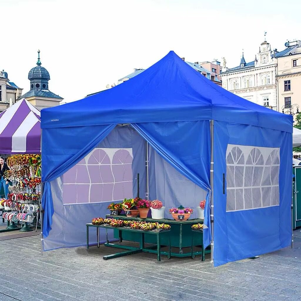 ⛺ Tente bâche 3 m × 3 m avec fenêtres couleur bleu – Image 5