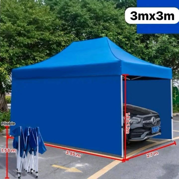 Tente bâche démontable 3M sur 3M bleu – Image 6