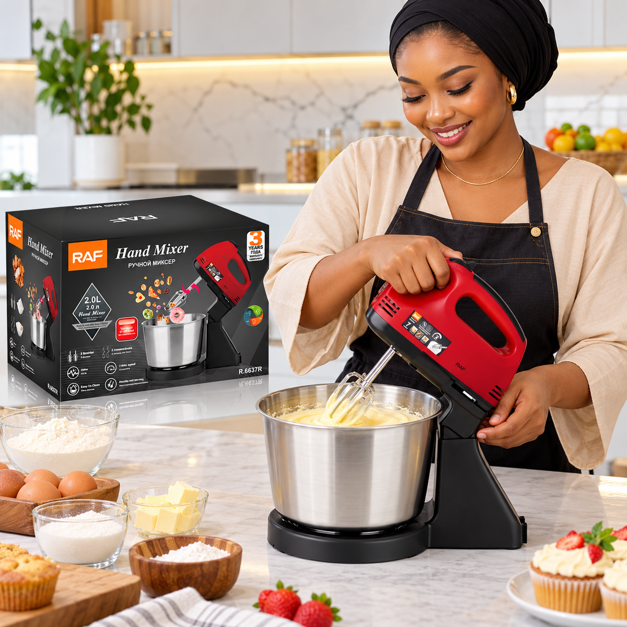 🍰 BATTEUR ÉLECTRIQUE RAF R.6637W – 2L EN INOX 🍰