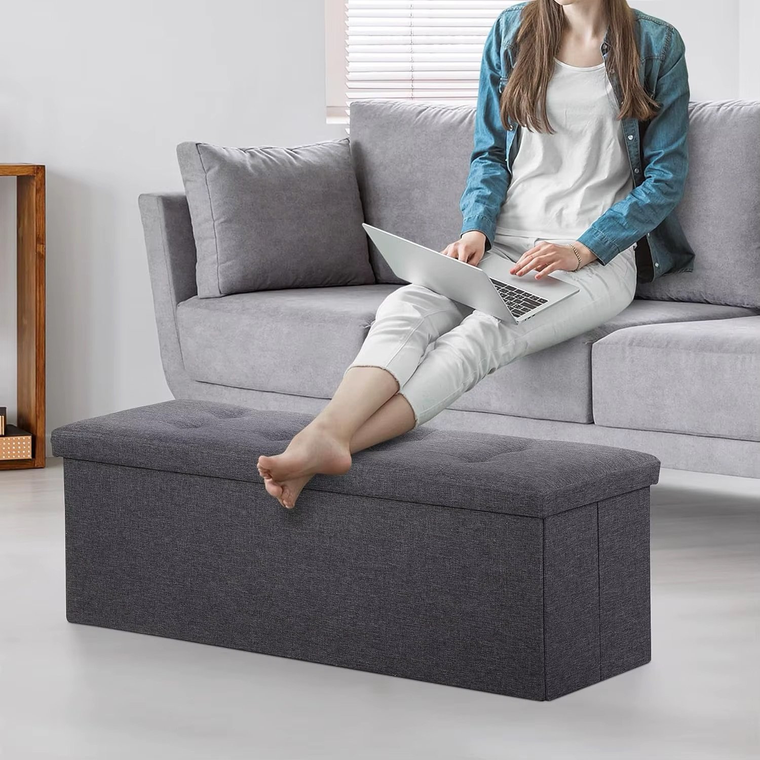 🛋️ POUF DE RANGEMENT 3 PLACES – DESIGN MODERNE – Image 8